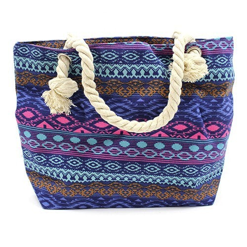 Klassieke Tas - Touw Handvat -Bali Blauw