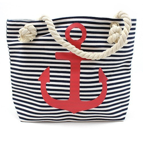 Klassieke Tas - Touw Handvat - Rood Anker