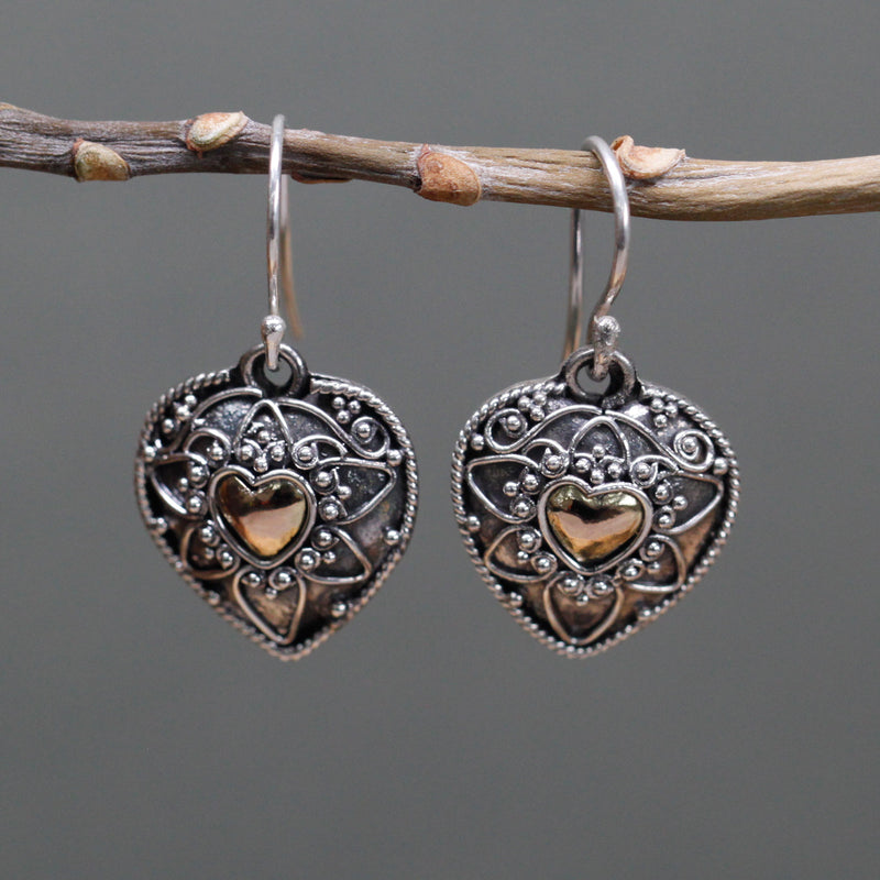 Oorbellen - Zilver & Goud - Mandala Hearts