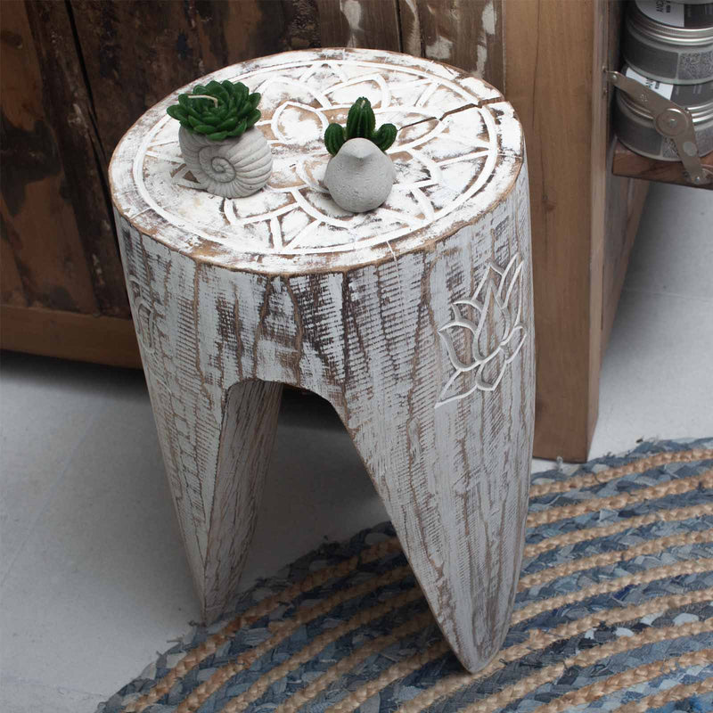 Tribal Interlocking Tafel/Stoel set van 2 - Lrg Whitgekalt