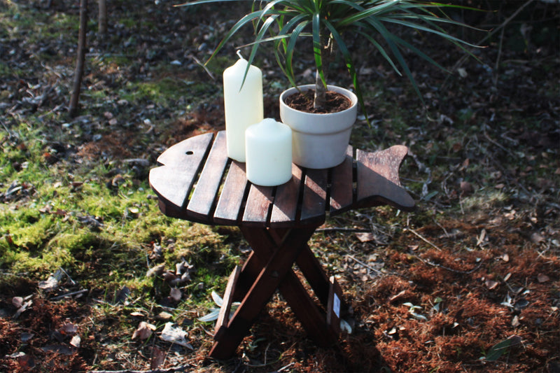 Opklapbare visstoel / tafel - donker hout